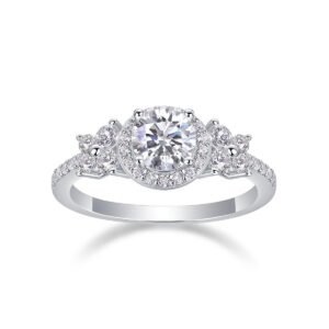 Moissanite Diamond Engagement Sterling Silver 925 Moissanite Ring