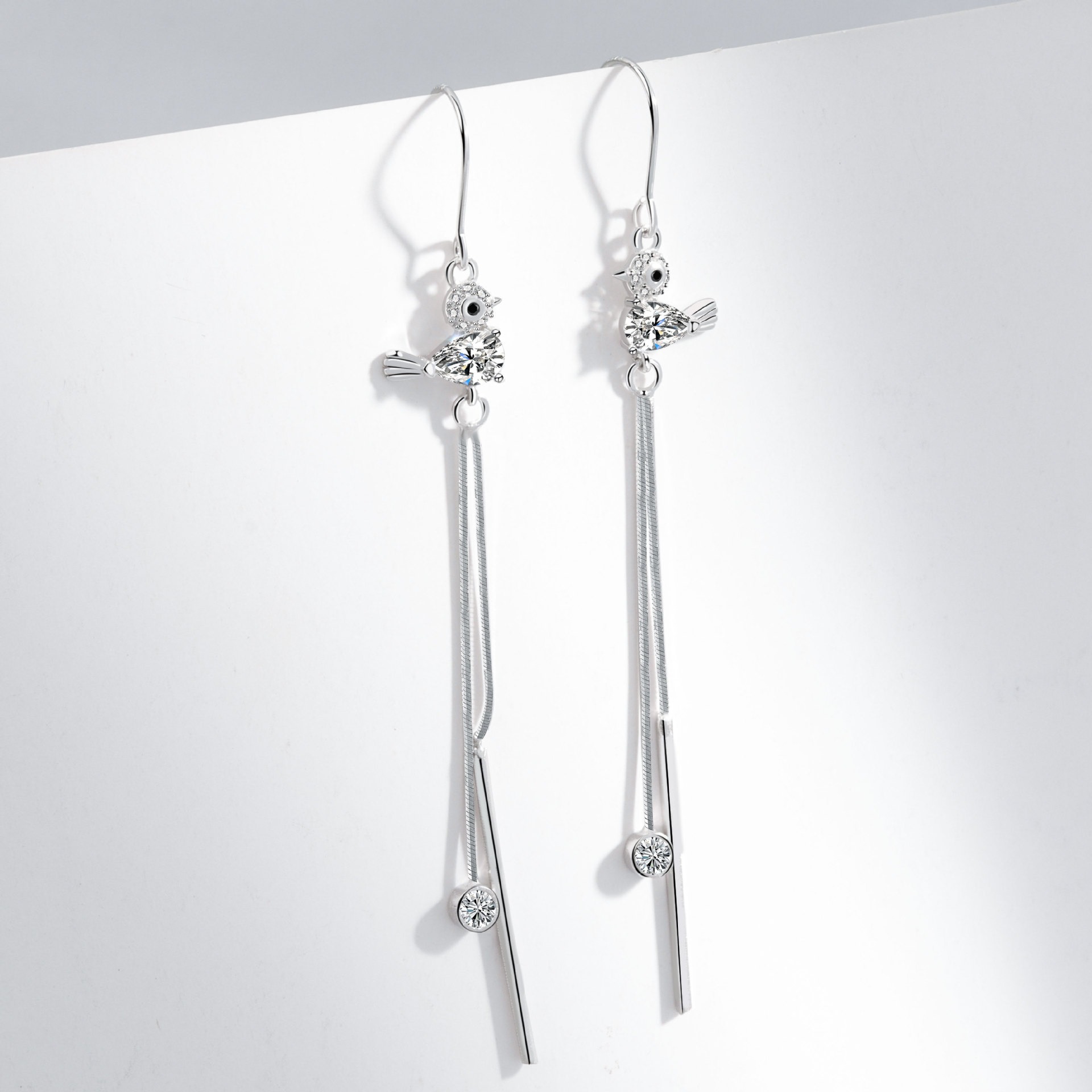 S925 sterling silver stud earrings long tassel earrings - Image 3