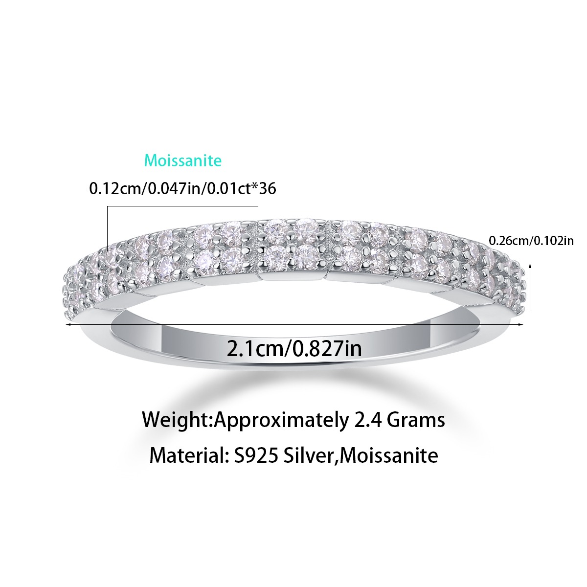 S925 Sterling Silver Platinum Plated 6 Claw 1Carat Moissanite Ring For Women Wedding - Image 2