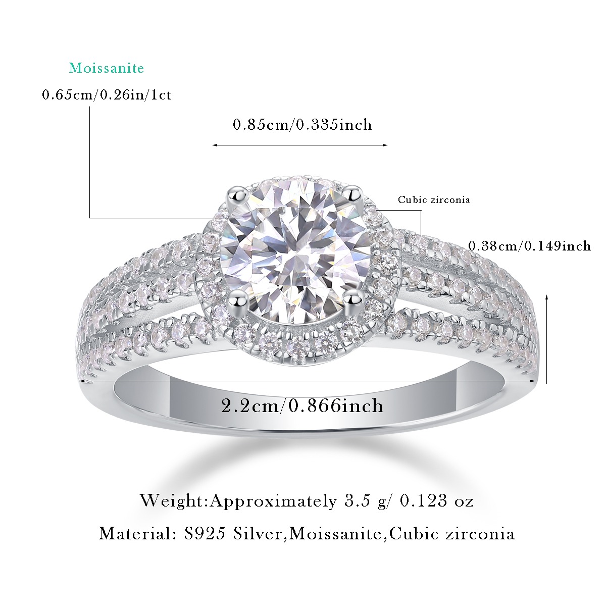 Customized Engagement Wedding Jewellery Rhodium Plated Woman Rings 925 Sterling Silver CZ Ring - Image 2