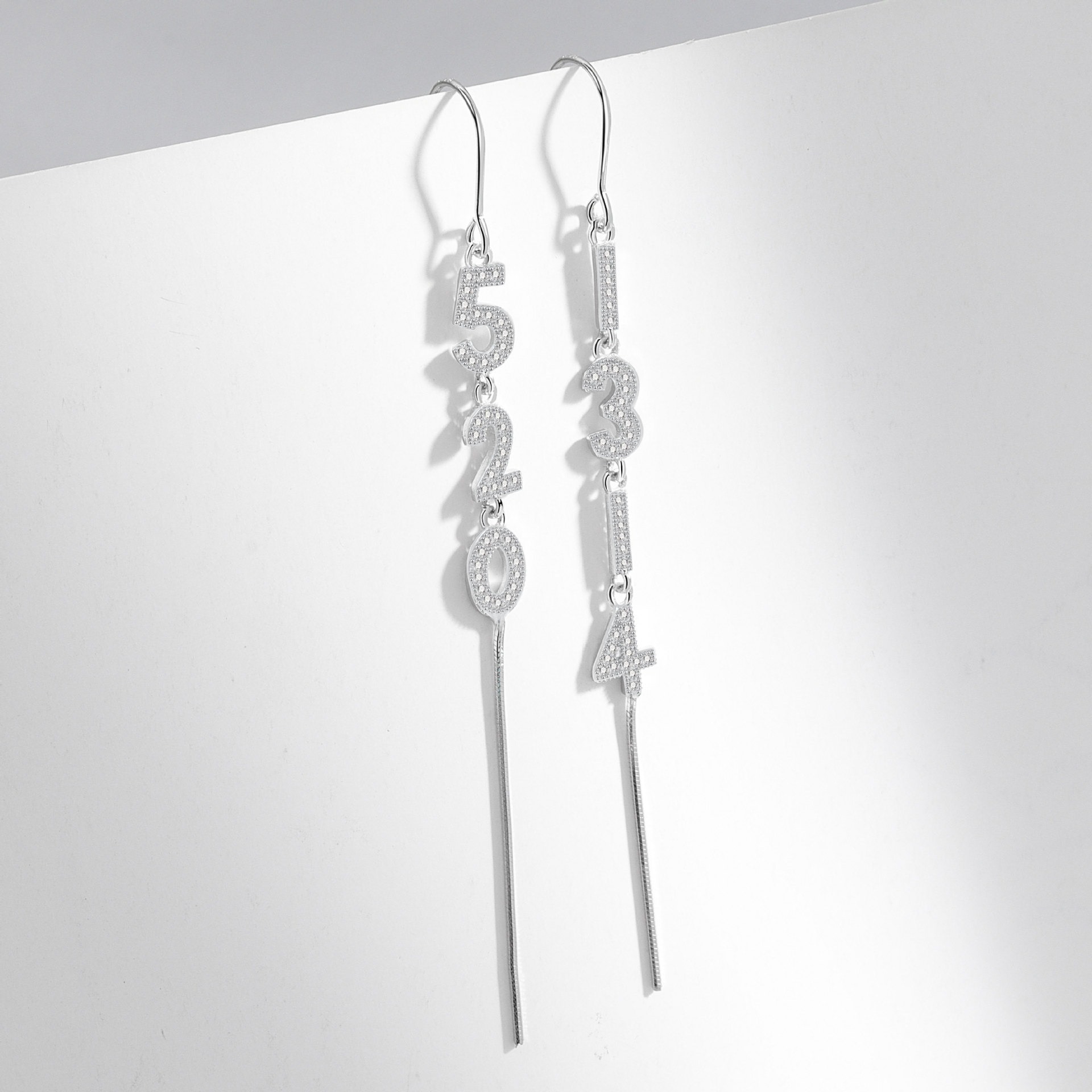 S925 sterling silver stud earrings long tassel earrings - Image 3