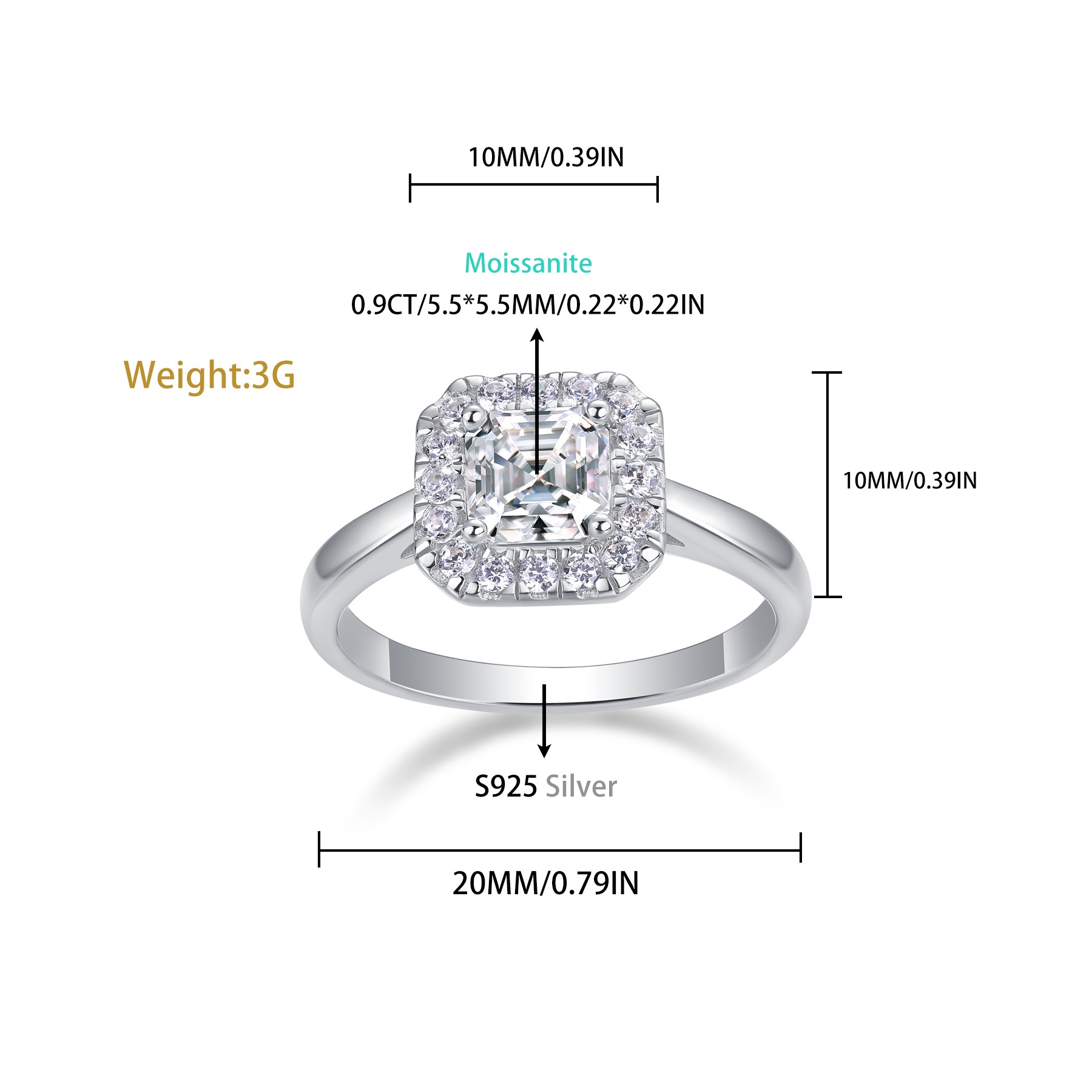 S925 Sterling Silver Ring with 1ct Moissanite Center Stone Luxury Design for Special Occasions - Image 3