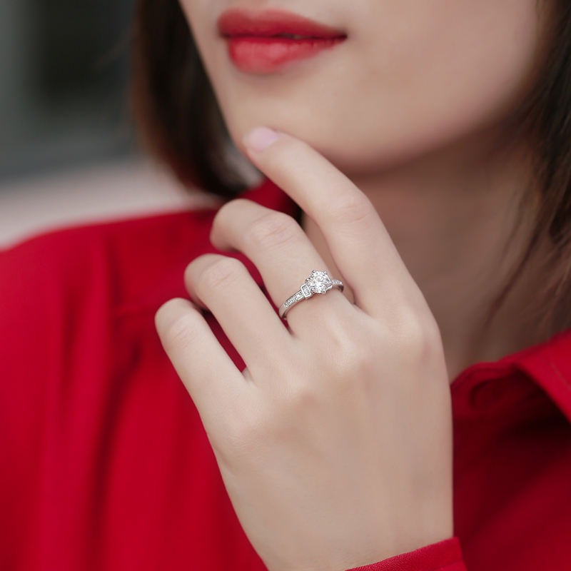 S925 Sterling Silver Ring High Quality 0.5ct Moissanite Diamond Engagement Ring Gift - Image 5