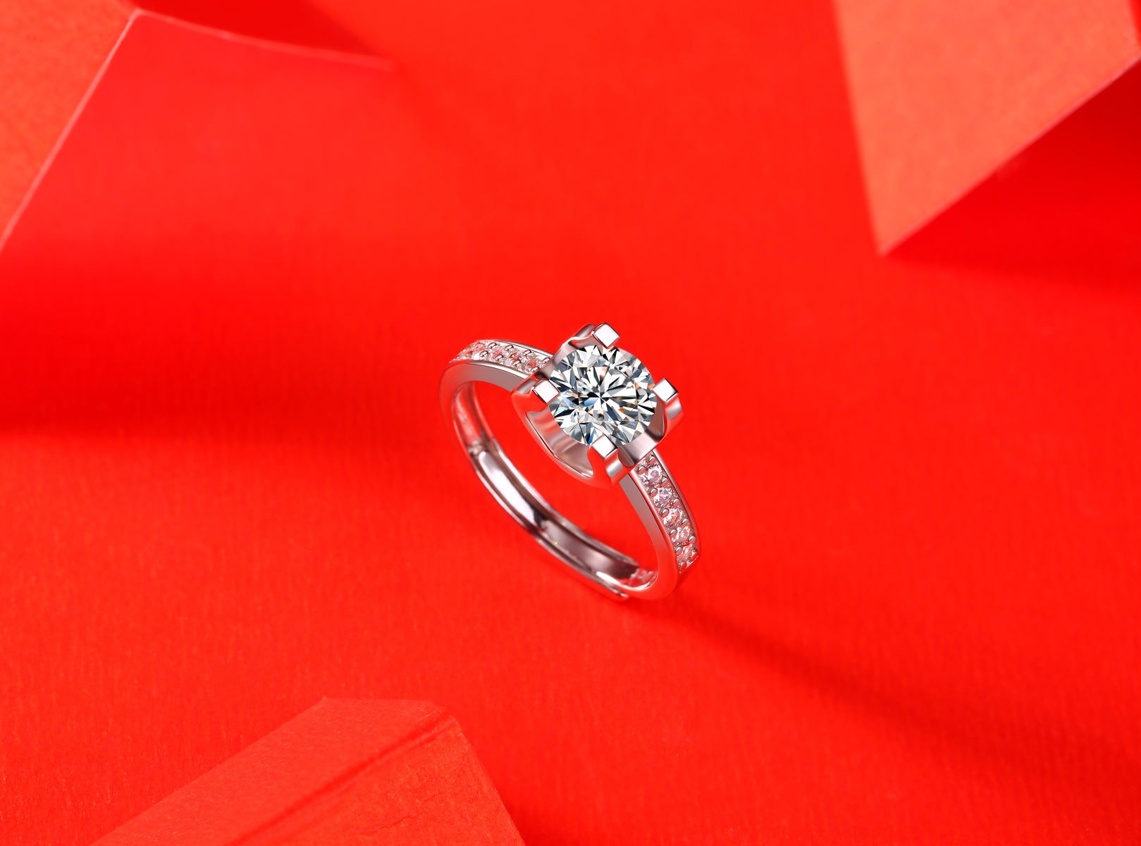 S925 Ring Jewelry For Ladies 1ct Moissanite Engagement Ring Sterling Silver Diamond White Couple Ring - Image 4