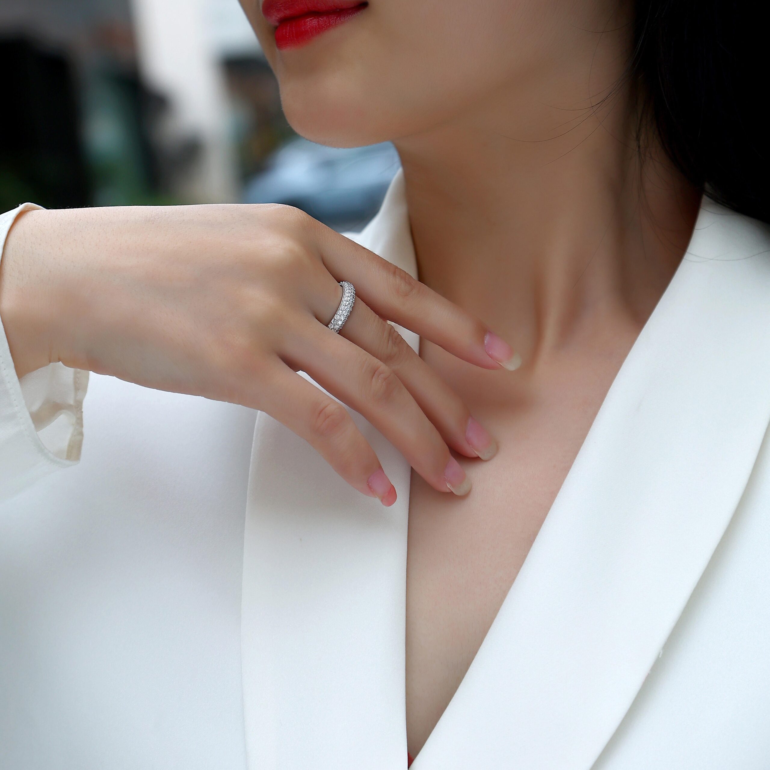 S925 sterling silver ring diamond moissanite love couple wedding engagement ring for women - Image 6