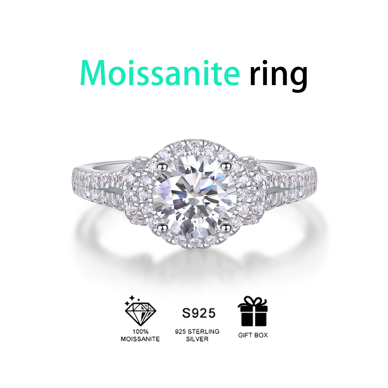1 Carat Moissanite Ring For Women 925 Sterling Silver Wedding Band Factory Direct Wholesale Jewellery - Image 3