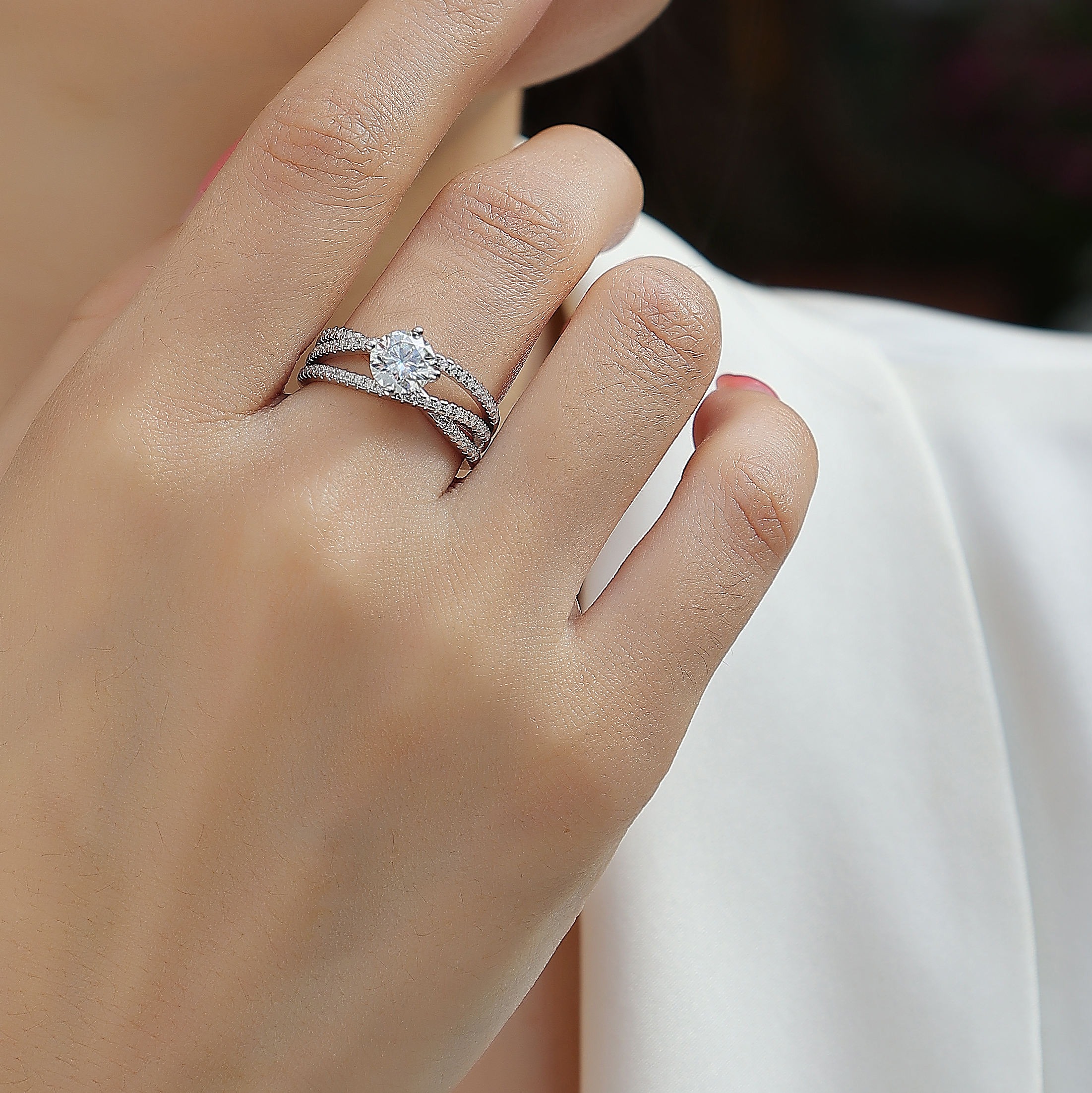 S925 moissanite pure gold ring designs for girls moissanite diamond ring - Image 5