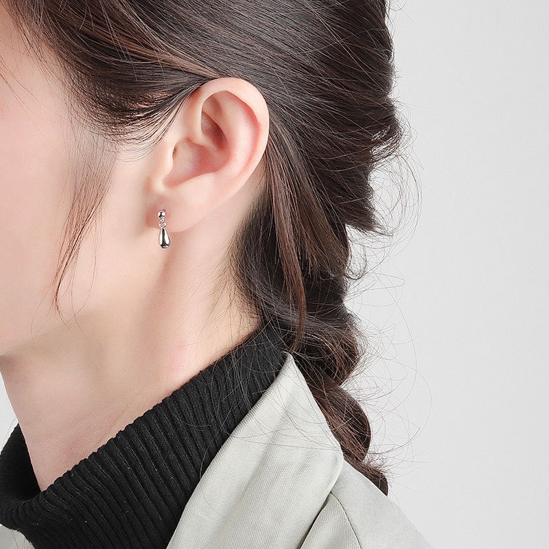 S925 sterling silver stud earrings pear-shaped earrings - Image 5