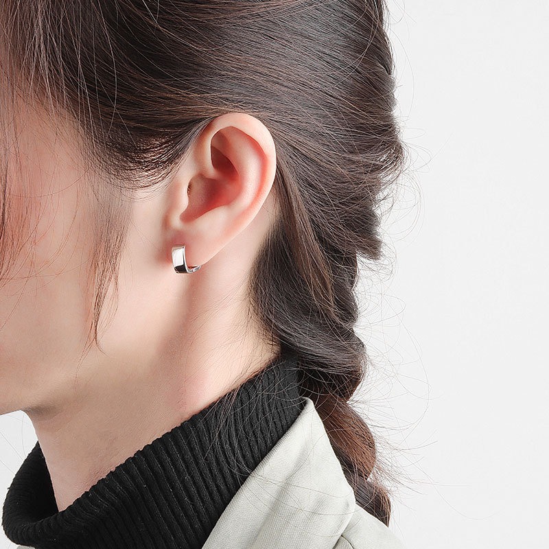 S925 sterling silver stud earrings square earrings - Image 5