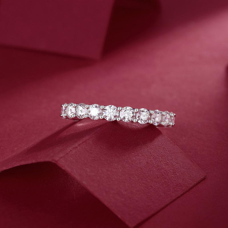 S925 Moissanite Eternity Ring Silver Jewelry Women Gift Party Sterling Stone Wedding Technology party - Image 5