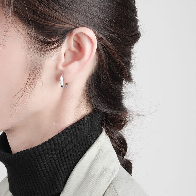 S925 sterling silver stud earrings U-shaped earrings - Image 5