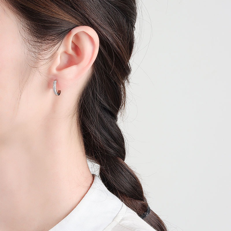 S925 sterling silver stud earrings round earrings - Image 5