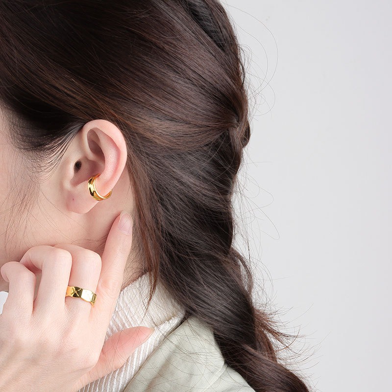 S925 sterling silver stud earrings irregular ear clips - Image 4