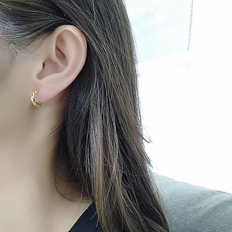 S925 sterling silver stud earrings irregular earrings - Image 4