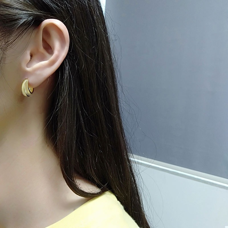 S925 sterling silver stud earrings irregular concave and convex ear clips - Image 4