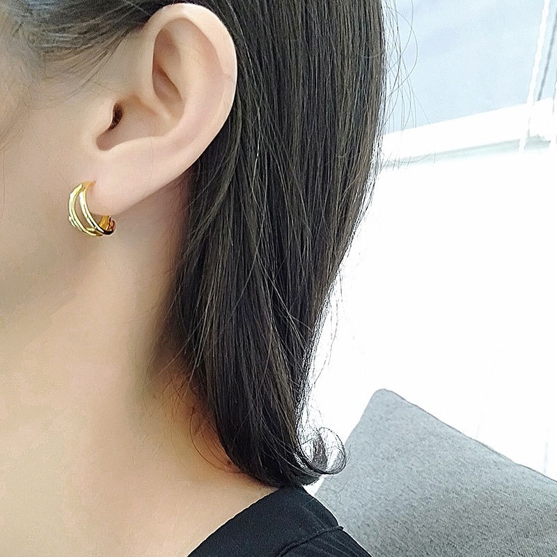 S925 sterling silver stud earrings geometric multi-layer circle earrings - Image 5