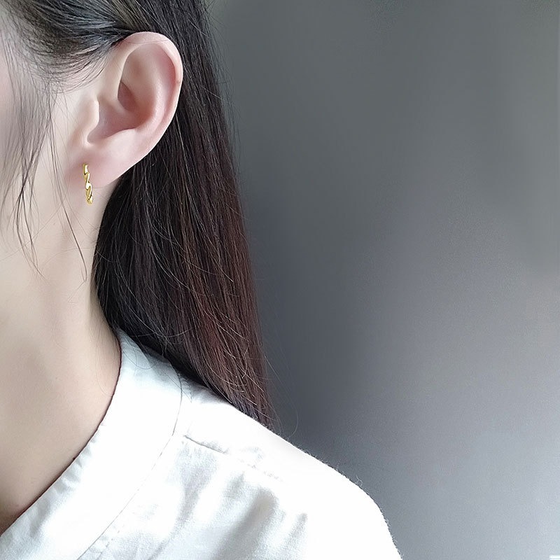 S925 sterling silver stud earrings twisted pattern earrings - Image 5