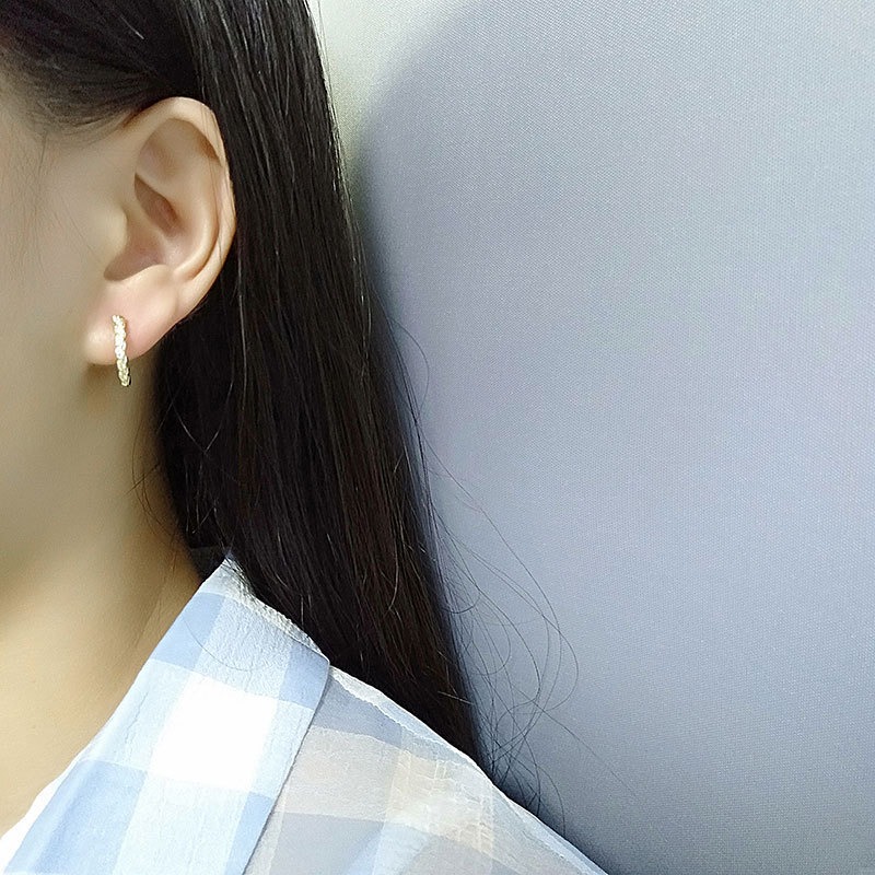 S925 sterling silver stud earrings geometric twist circle earrings - Image 5