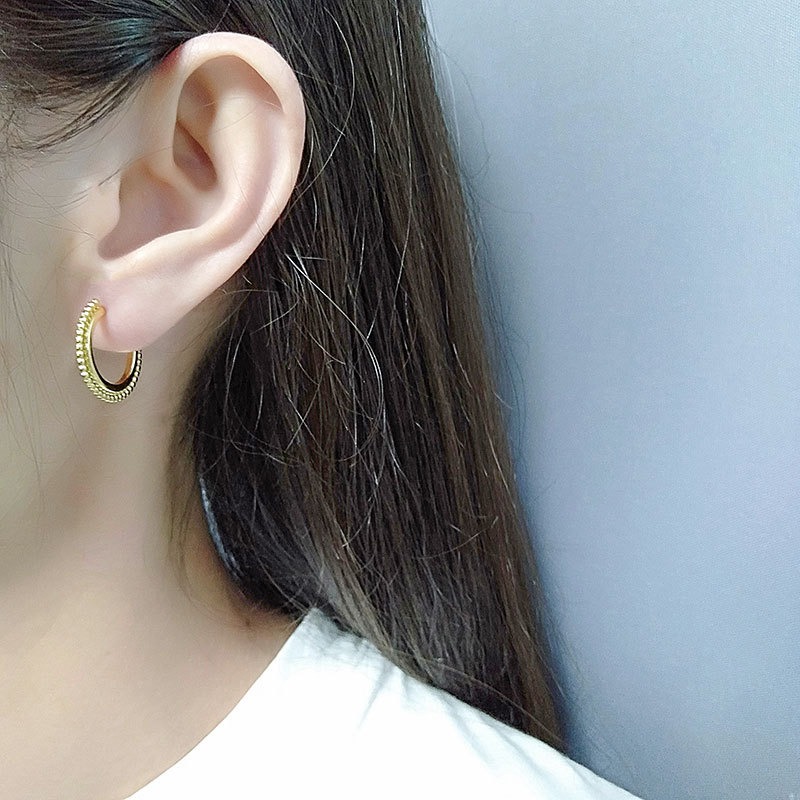 S925 sterling silver stud earrings with small beads - Image 5