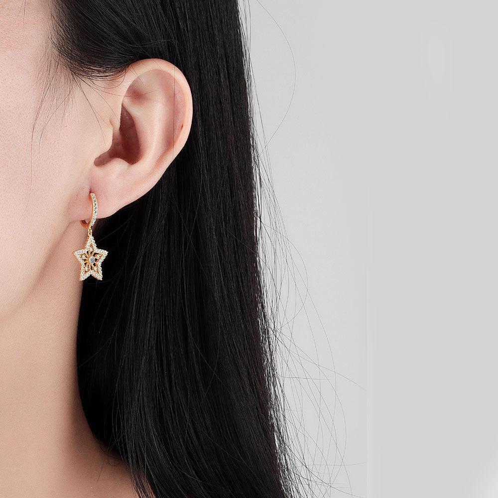 S925 sterling silver stud earrings star earrings - Image 6