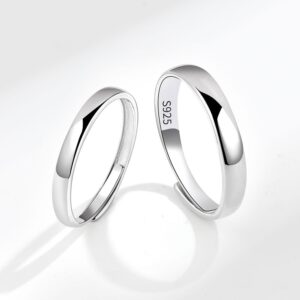 S925 sterling silver ring opening dimmable plain ring couple ring