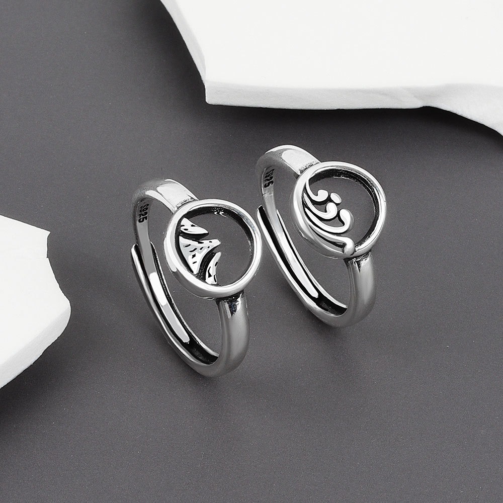 S925 sterling silver ring opening adjustable couple ring - Image 3