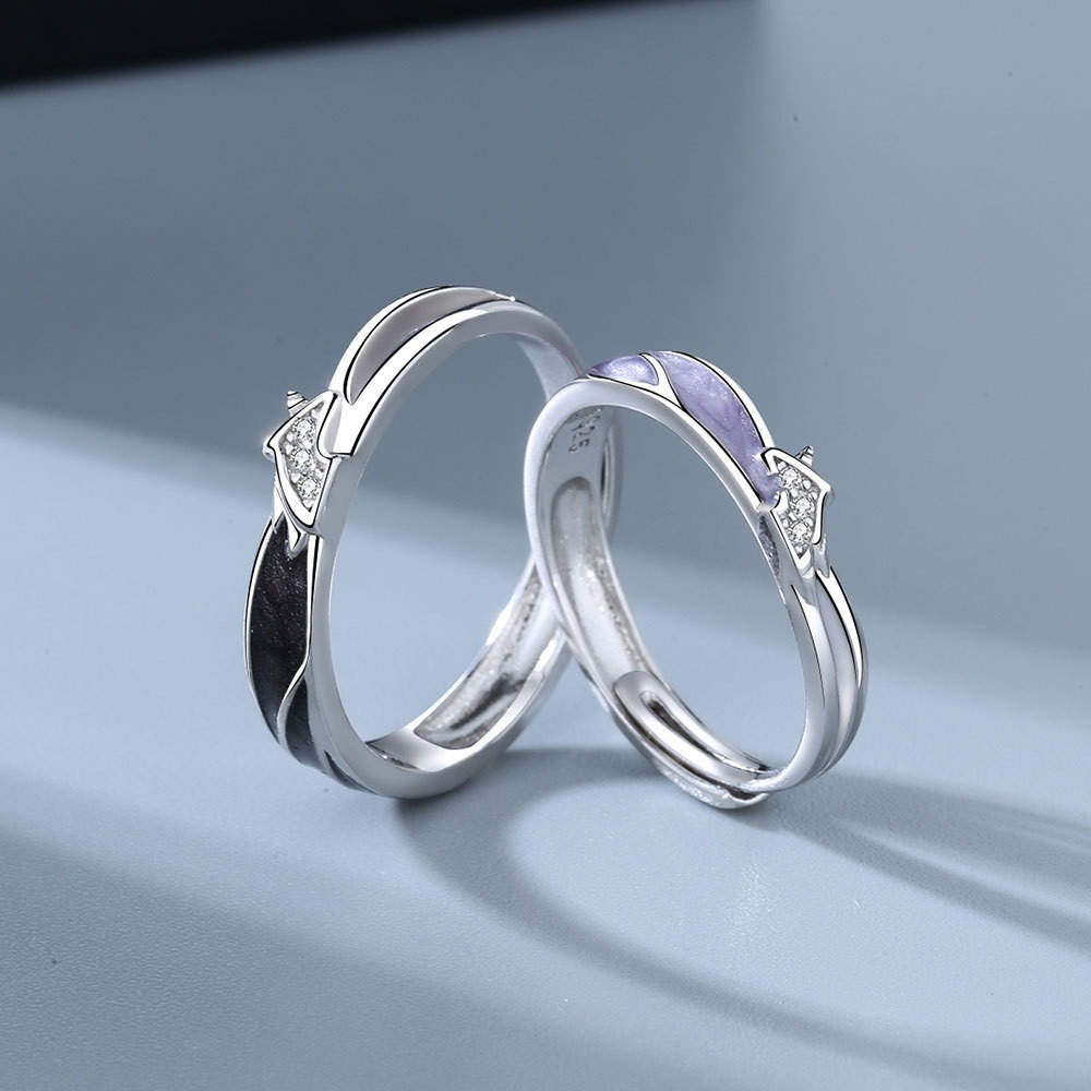 S925 sterling silver ring opening adjustable unicorn couple ring - Image 4