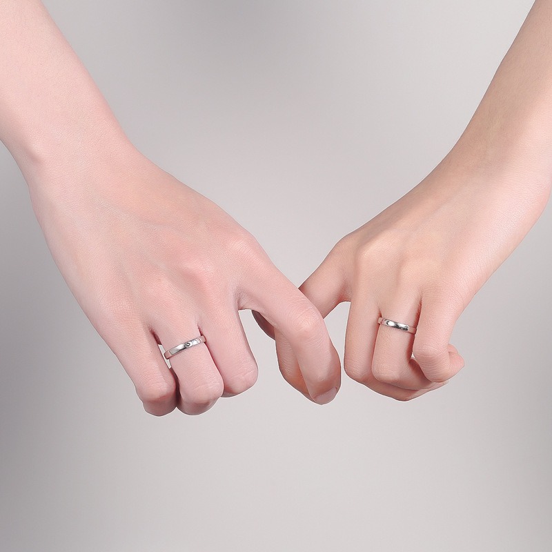 S925 sterling silver ring opening adjustable sun and moon couple ring - Image 6