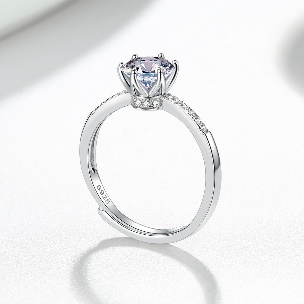 S925 Sterling Silver Ring Six Prongs GRA Moissanite Ring for Women - Image 3