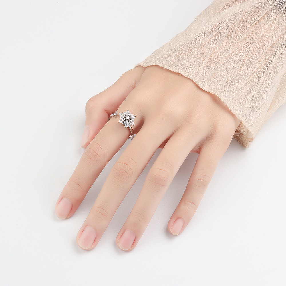 S925 sterling silver ring with rotatable opening adjustable women's ring - Image 5