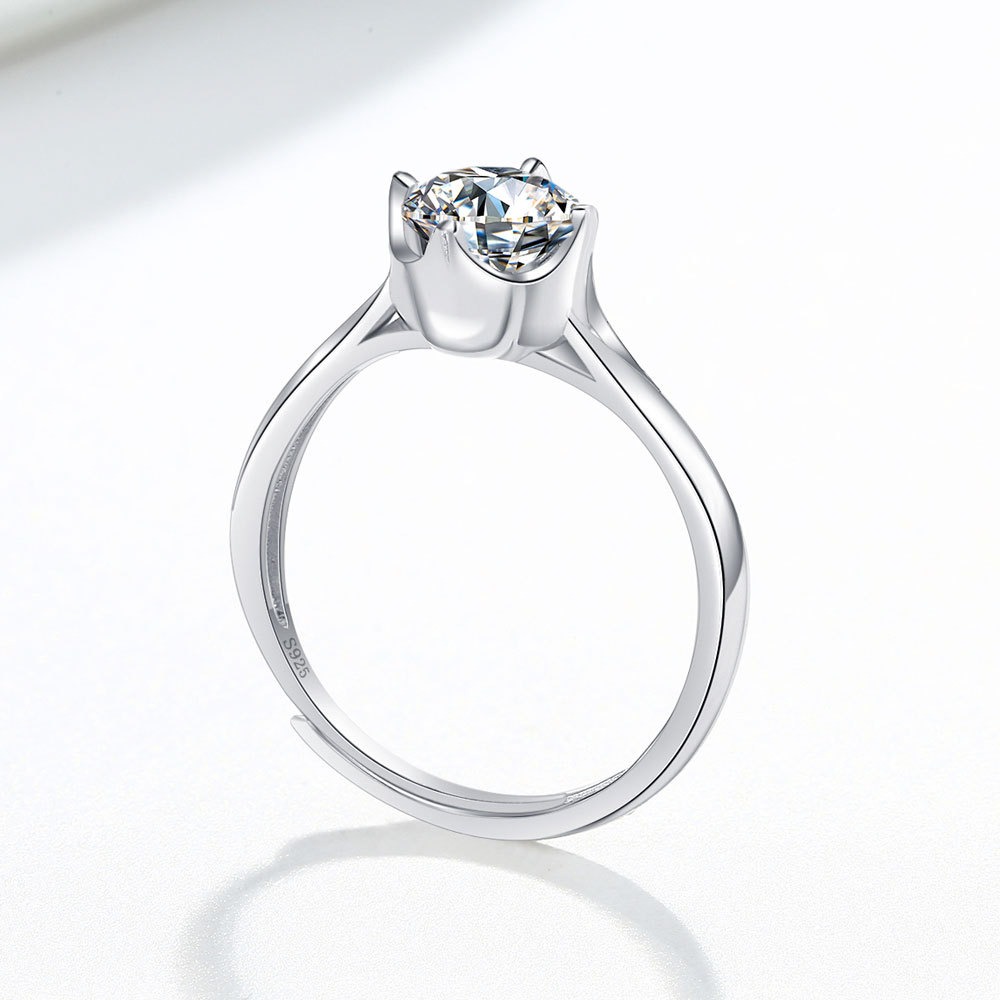 S925 sterling silver ring opening adjustable 1 carat GRA moissanite ring for women - Image 2