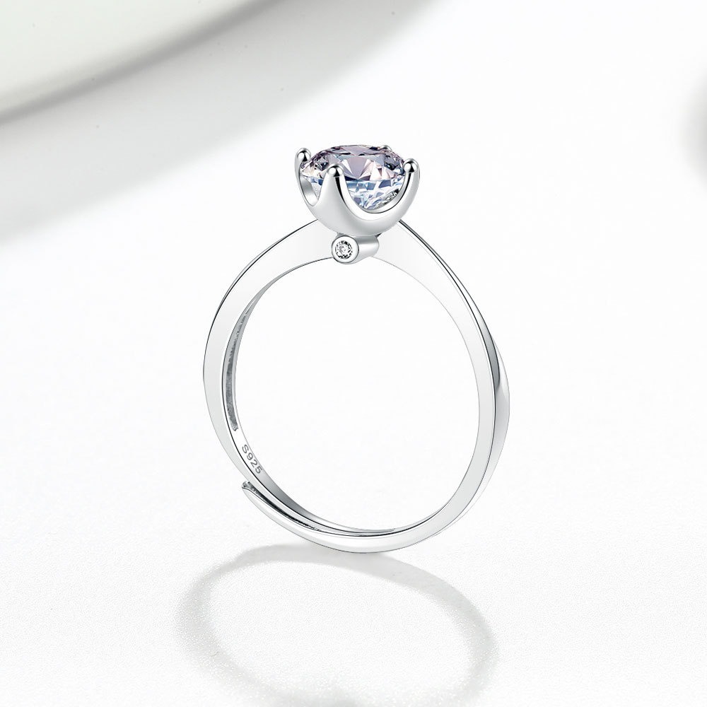 S925 sterling silver ring opening adjustable 1 carat GRA moissanite ring for women - Image 2