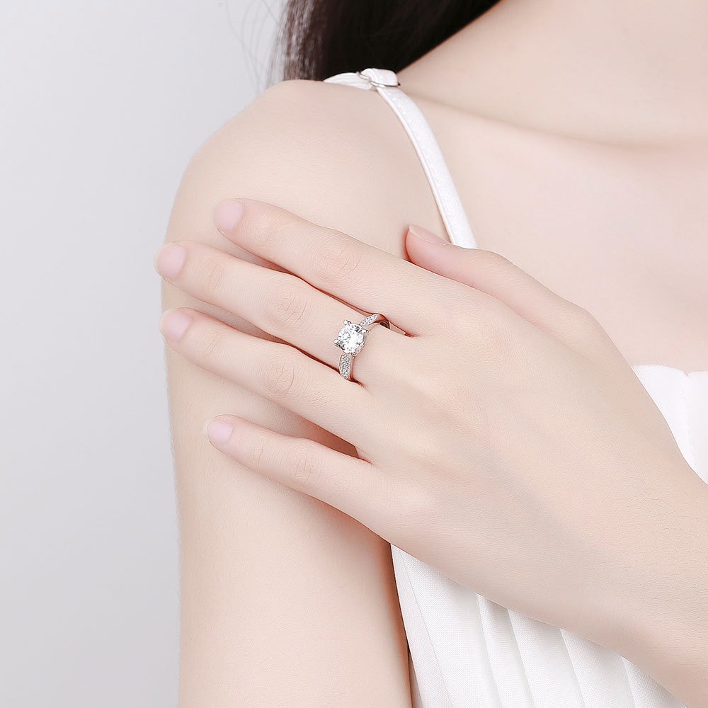 S925 sterling silver ring opening adjustable 1 carat GRA moissanite ring for women - Image 4