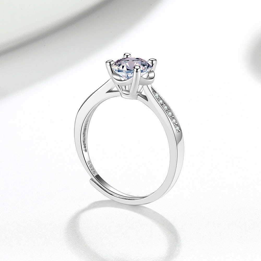 S925 sterling silver ring opening adjustable 1 carat GRA moissanite ring for women - Image 2