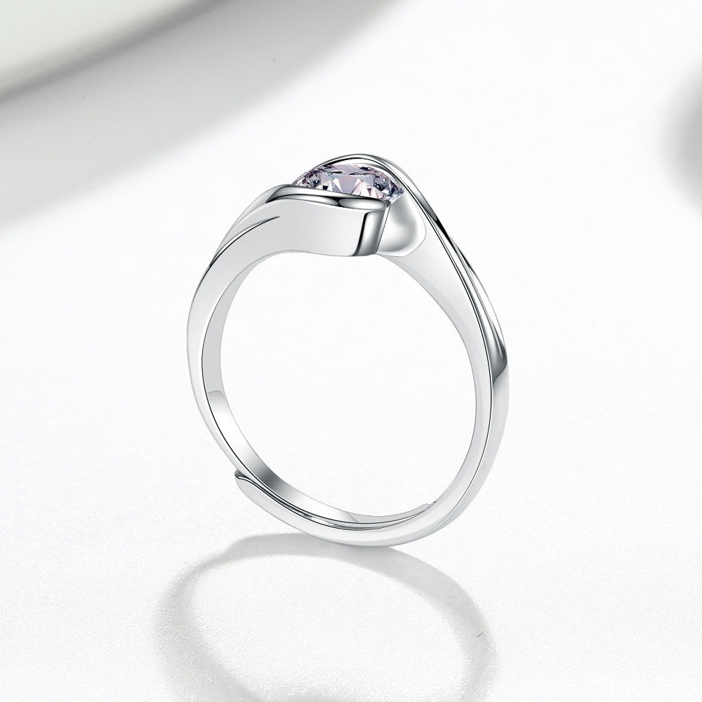 S925 sterling silver ring opening adjustable 1 carat GRA moissanite ring for women - Image 2