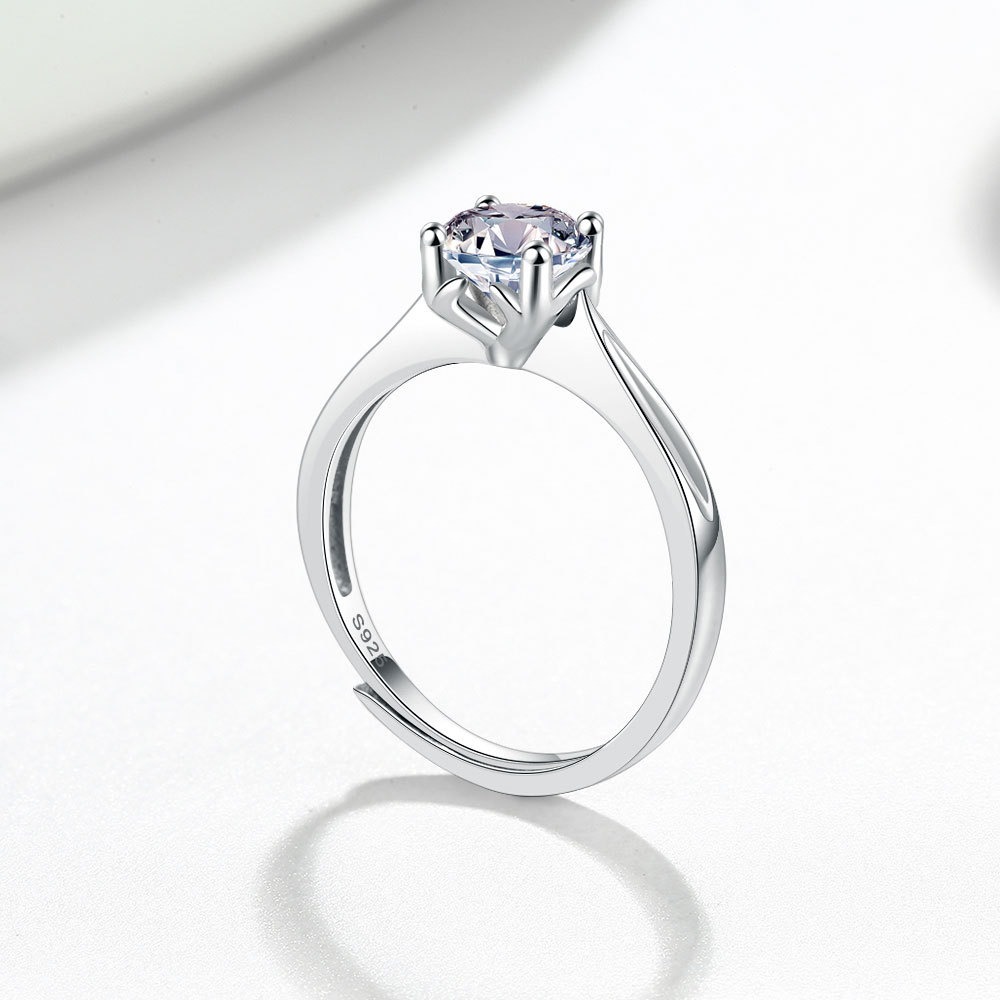 S925 sterling silver ring opening adjustable 1 carat GRA moissanite ring for women - Image 2