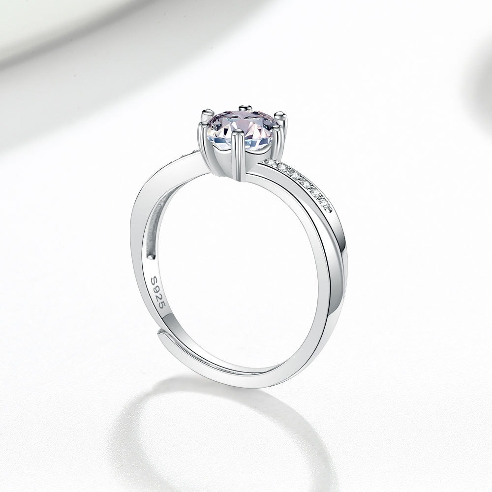 S925 sterling silver ring opening adjustable 1 carat GRA moissanite ring for women - Image 2