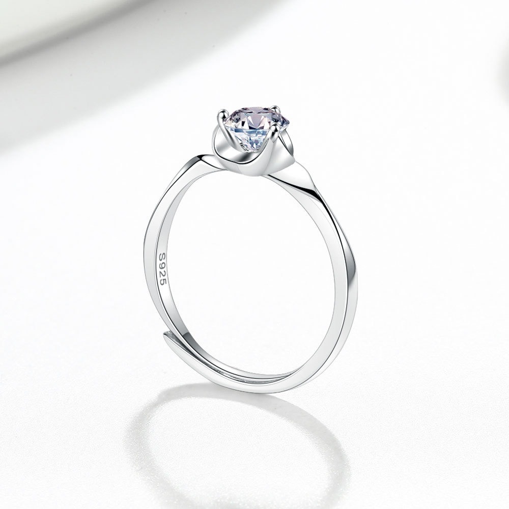 S925 sterling silver ring opening adjustable 1 carat GRA moissanite ring for women - Image 2