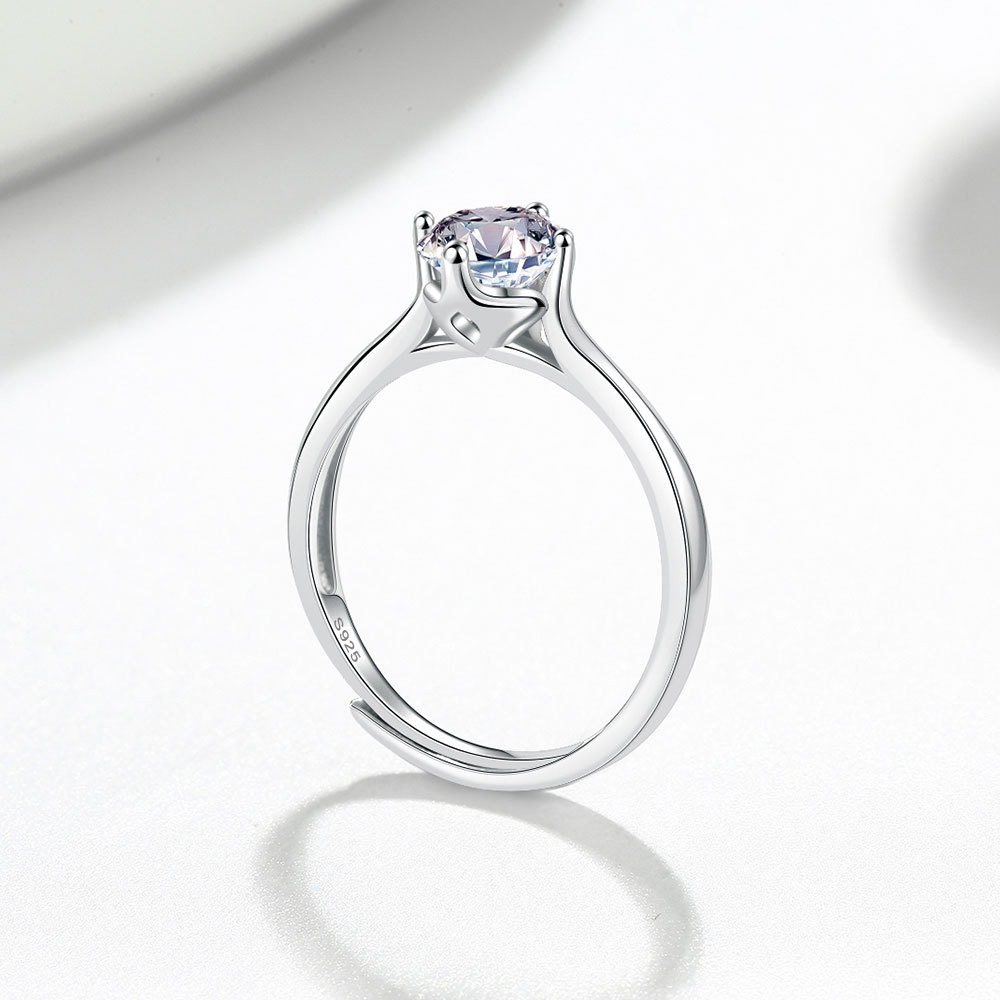S925 sterling silver ring opening adjustable 1 carat GRA moissanite ring for women - Image 2