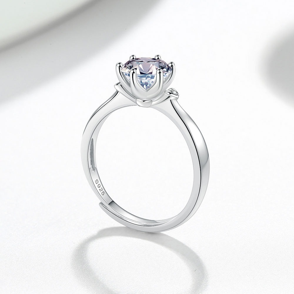 S925 sterling silver ring opening adjustable 1 carat GRA moissanite ring for women - Image 2