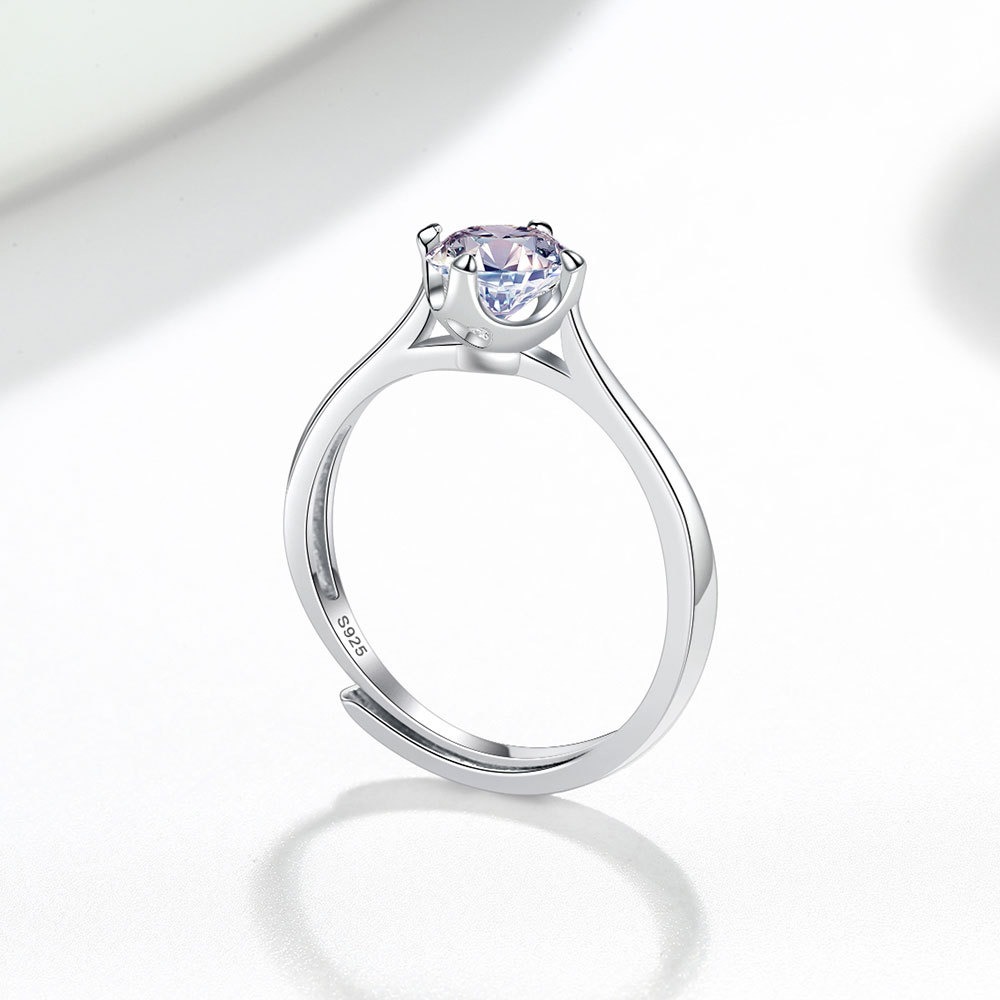 S925 sterling silver ring opening adjustable 1 carat GRA moissanite ring for women - Image 2