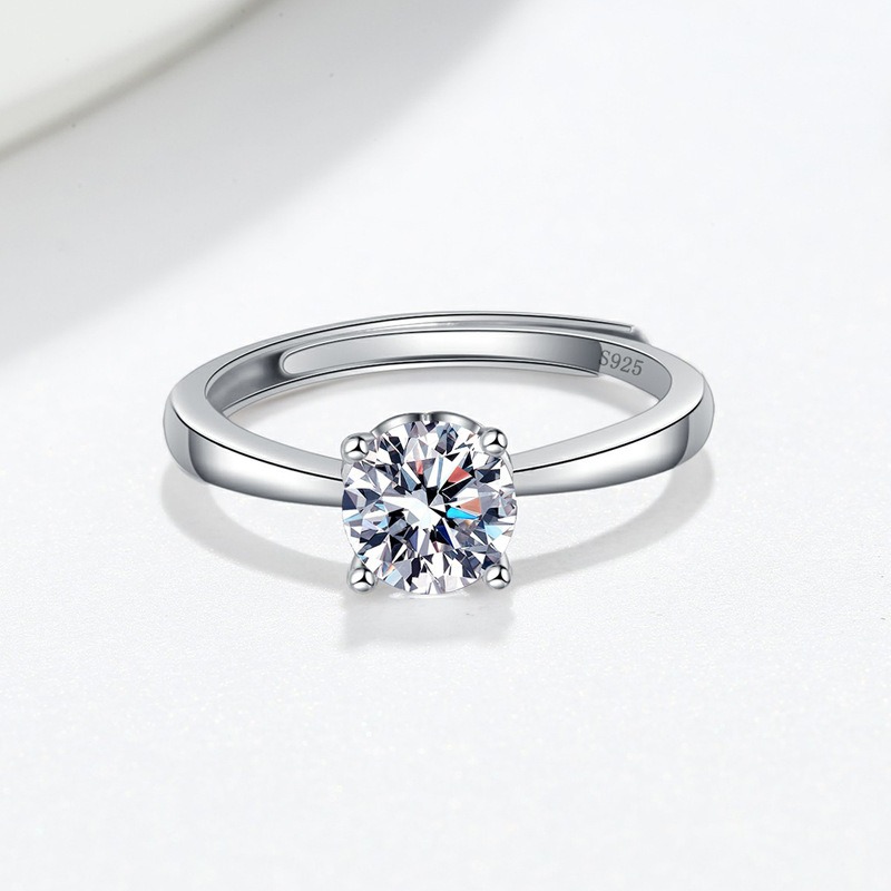 S925 sterling silver ring opening adjustable 1 carat GRA moissanite ring for women - Image 3
