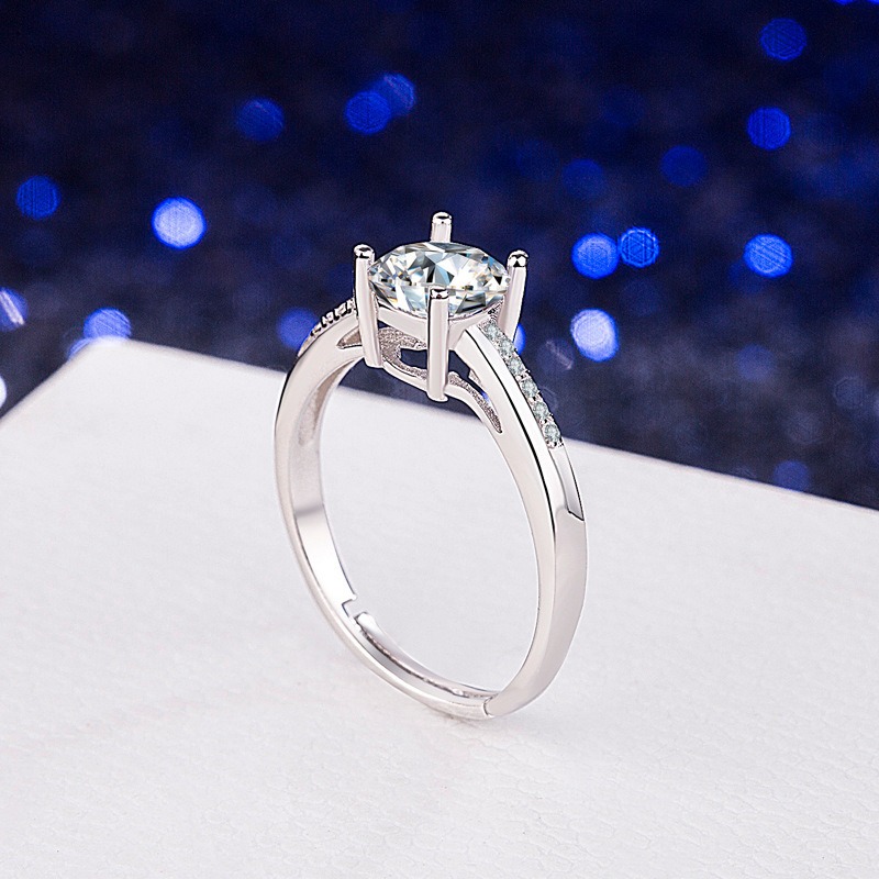 S925 sterling silver ring opening adjustable zircon women's ring - Image 2