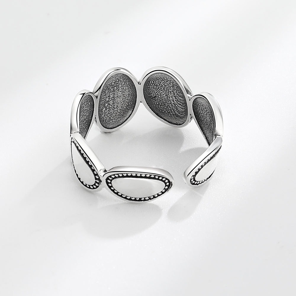 S925 sterling silver ring opening adjustable oval combo ring for women - Image 3