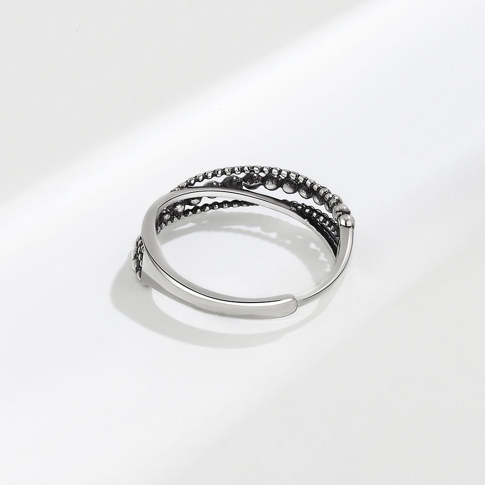 S925 sterling silver ring opening adjustable bead women's ring - Image 3