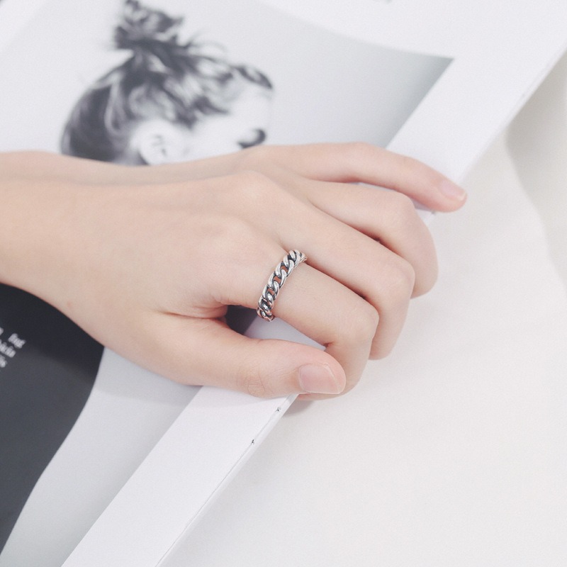 S925 sterling silver ring opening adjustable chain women's ring - Image 5