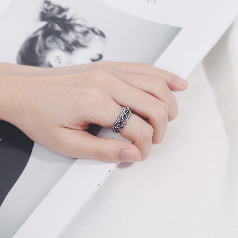 S925 sterling silver ring opening adjustable women's ring - Image 5