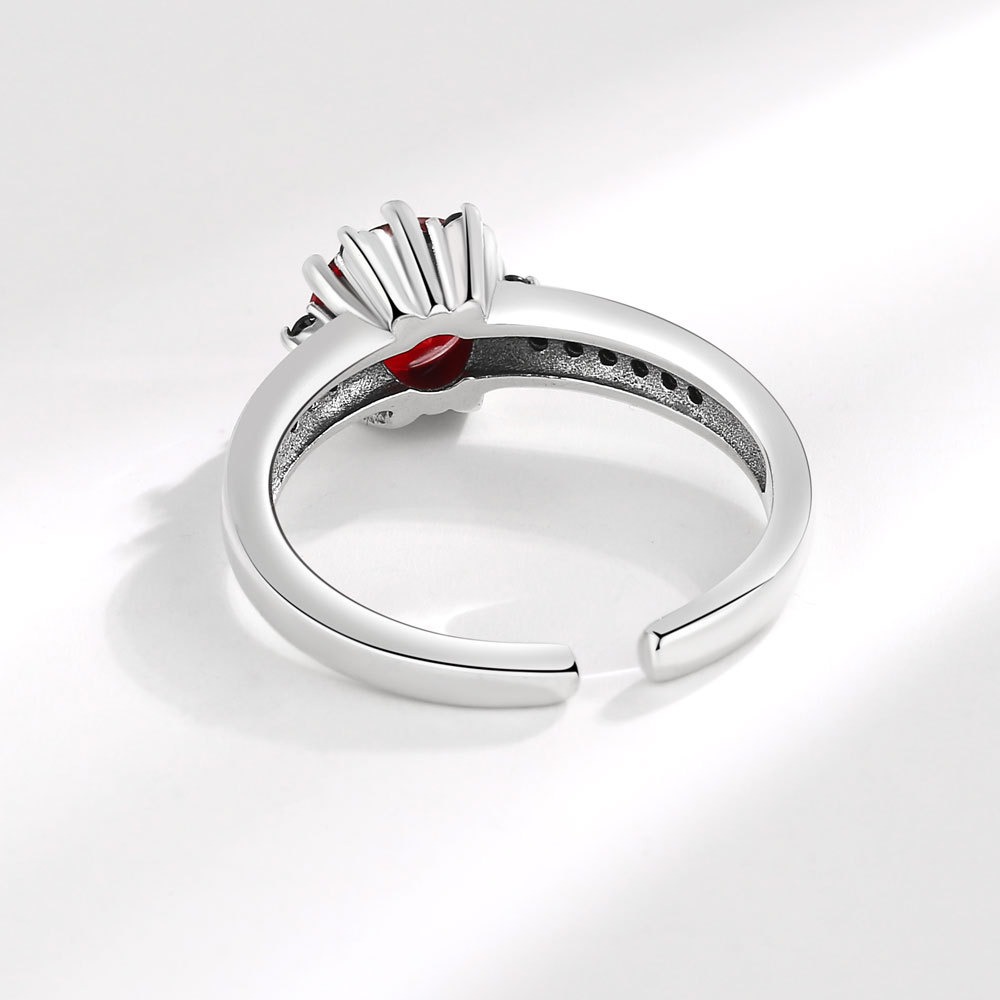 S925 Sterling Silver Ring Opening Adjustable Colored Diamond Ring for Women - Image 3