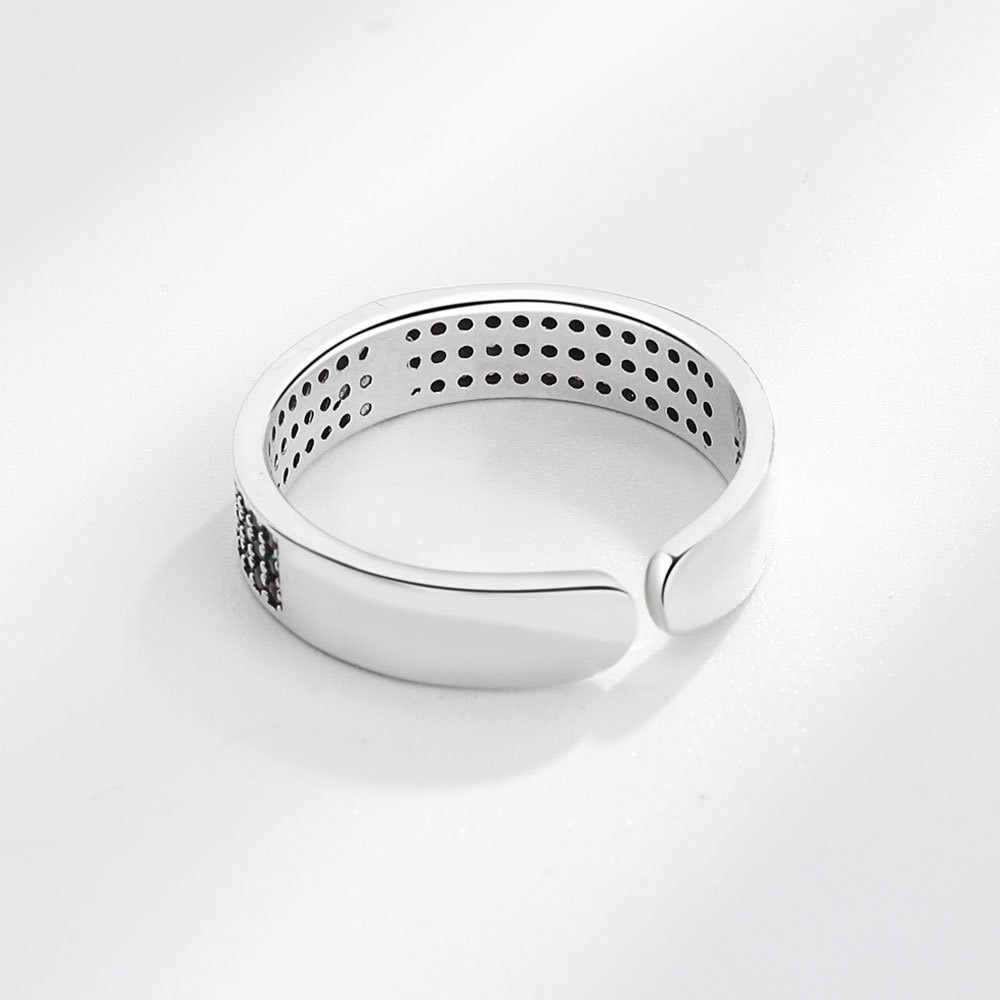 S925 sterling silver ring opening adjustable full diamond women's ring - Image 3