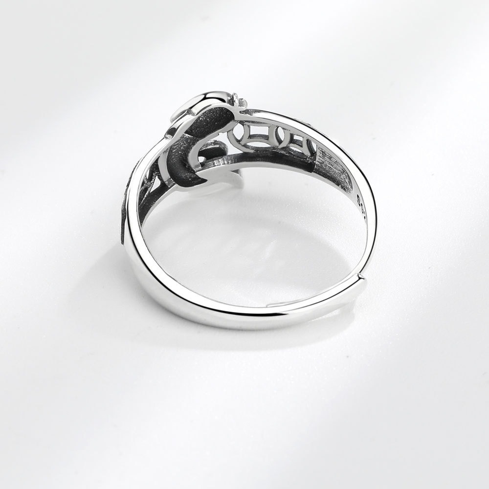 S925 Sterling Silver Ring Opening Adjustable Koi Copper Coin Ring Women's Ring - Image 3